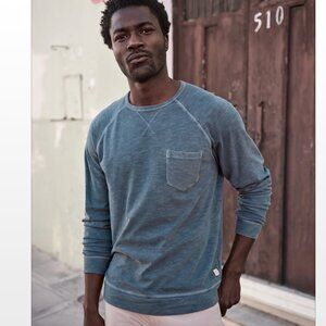 Marine Layer Men's Vintage Cotton Heavy Slub Raglan Heather Blue Teal Size Large